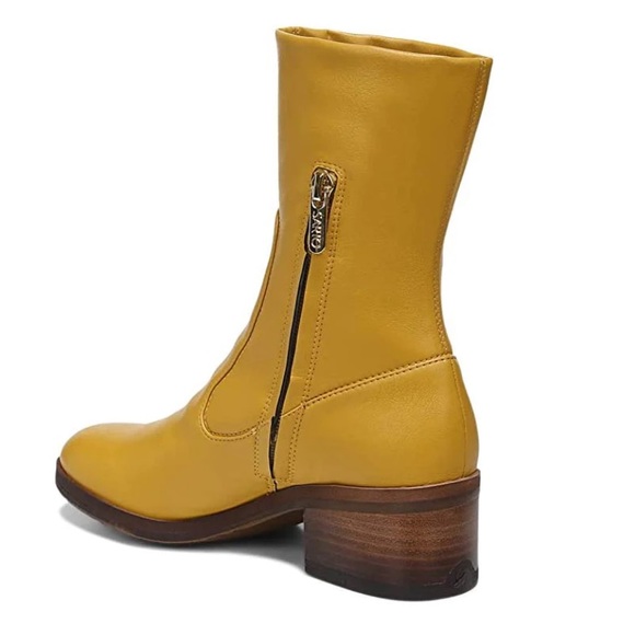 Franco Sarto Zaren Mustard Yellow Block Bootie - Picture 3 of 4